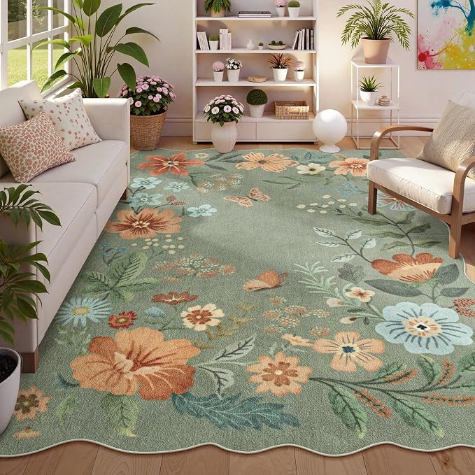 Lahome Floral Washable 6x9 Area Rugs, Soft Bedroom Rug by Lahome