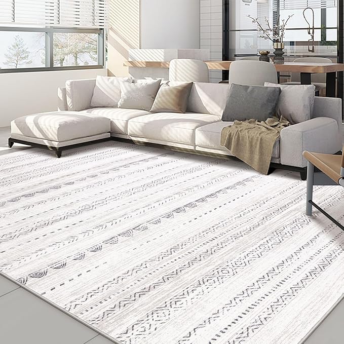 Nakagishi 7x10 Area Rug Living Room: Washable Boho Large Neutral Soft Farmhouse by NakagishiAreaRug