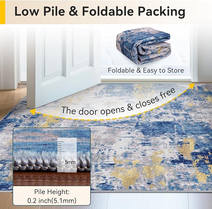 RELEANY Washable Area Rugs 2'6"x10 Non-Slip Modern Abstract Soft - Image 3