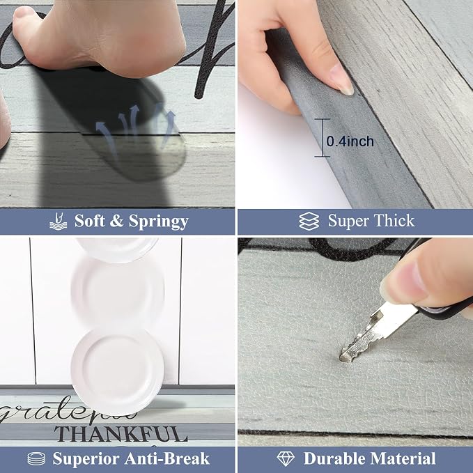 HEBE Anti Fatigue Kitchen Mat Set of 2 Non Slip Cushioned Kitchen Mats - Image 3