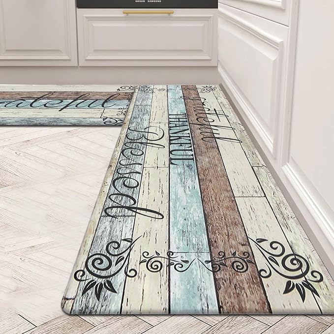 HEBE Anti Fatigue Kitchen Mat Set of 2 Non Slip Cushioned Kitchen Mats by HEBE