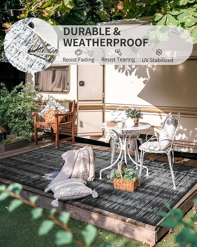 MontVoo Outdoor Rug Waterproof 5x8 ft Outdoor Carpet Patio Rug Mat Reversible - Image 7