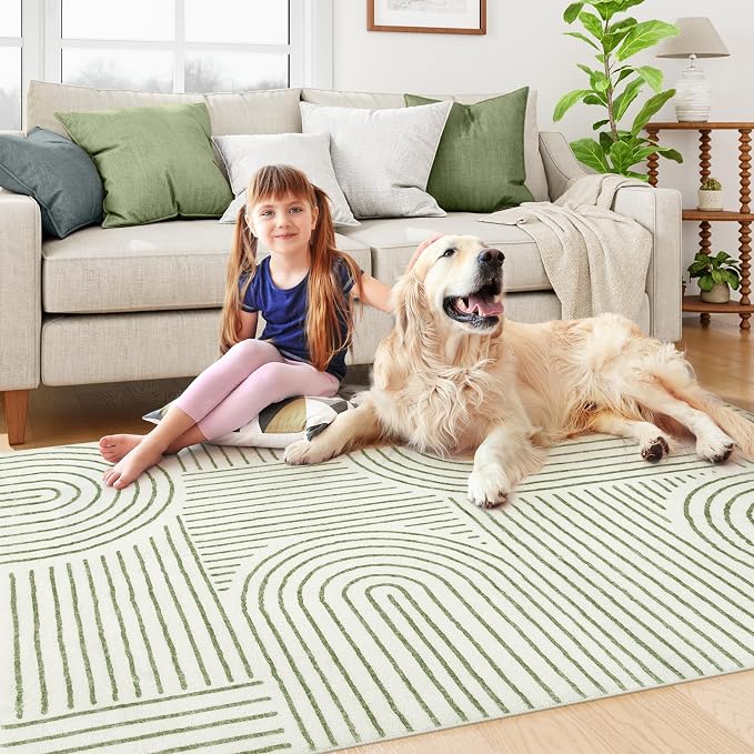 Lahome Abstract Washable Area Rug 5x7, Soft Bedroom Rug Ultra-Thin Non Slip - Image 4