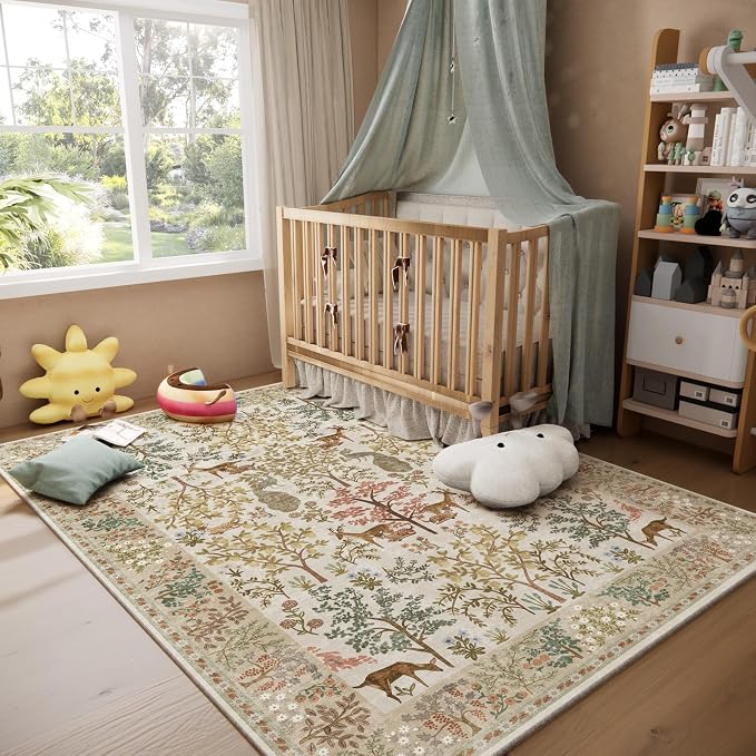 Machine Washable Rugs for Living Room: 9x12 Bedroom Rug Vintage Area Rug Stain - Image 8