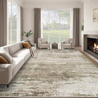 Washable Rug 9x12 Area Rugs for Living Room: Large Neutral Soft Rug Abstract by LOSBULAKE