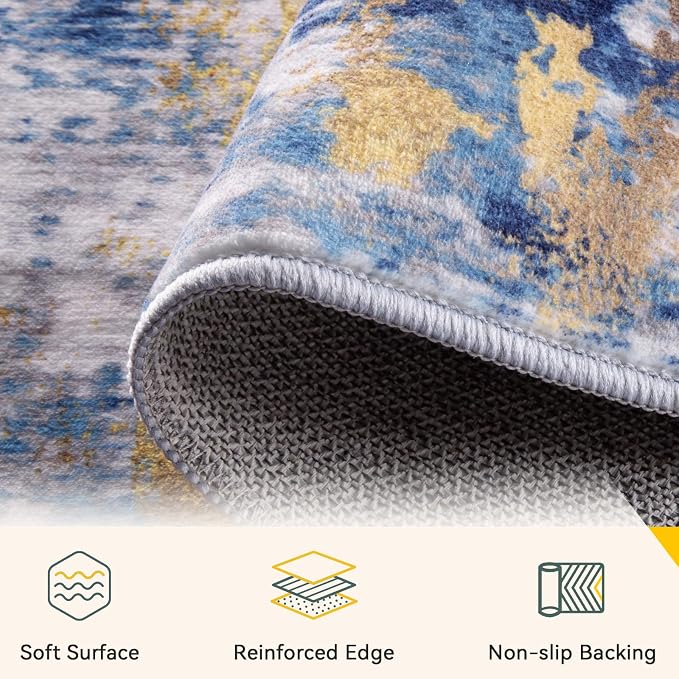RELEANY Washable Area Rugs Square 8ft Non-Slip Modern Abstract Soft - Image 2