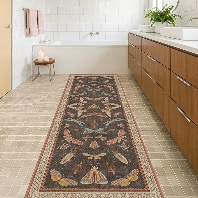Hazo Haus Orange Brown Hallway Runner Rug 2'6"x12', Soft Low Pile Non Slip - Image 3