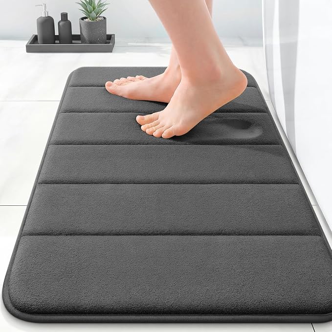 OLANLY Memory Foam Bath Mat 24x16, Super Soft Absorbent Bathroom Rugs, Quick Dry by OLANLY