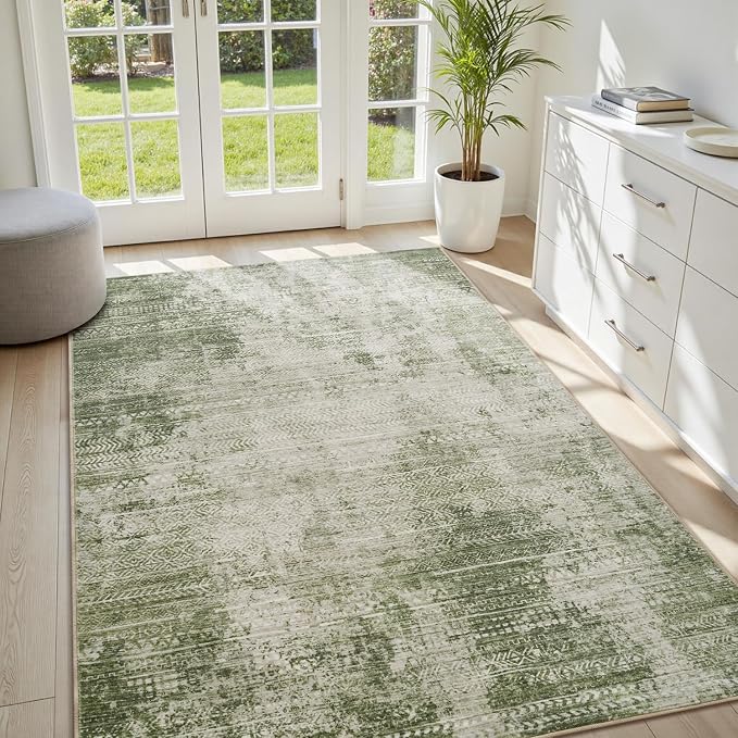 3 x 5 Rug Small Non Slip Machine Washable Rug Distressed Abstract Soft Indoor - Image 3