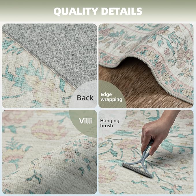 Washable Rugs 8x10 Area Rugs for Living Room, Ultra Soft Faux Wool Retro Carpets - Image 2