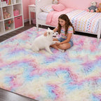 8x10 Area Rugs Living Room, Rainbow Large Plush Fluffy Bedroom Carpet, Non-Slip - Image 6