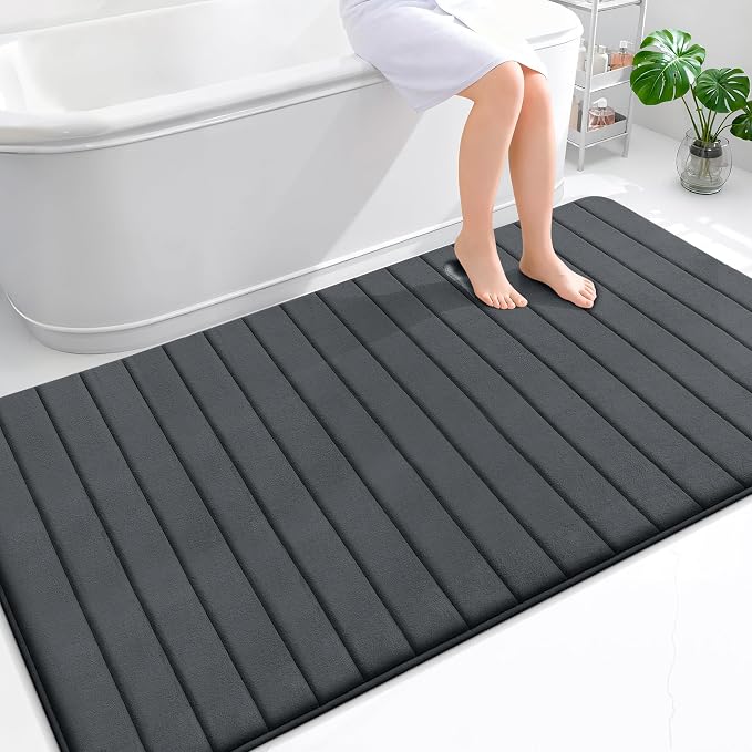 OLANLY Memory Foam Bath Mat 70x46, Super Soft Absorbent Bathroom Rugs, Quick Dry by OLANLY