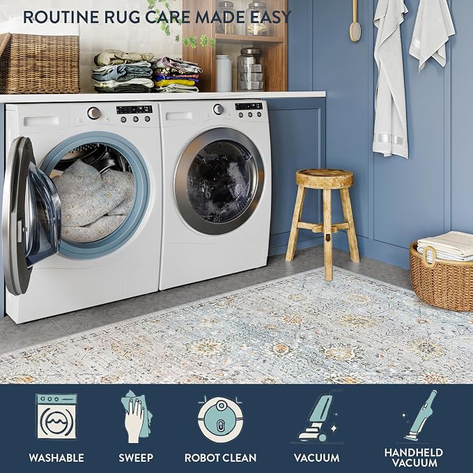 Lahome Flavie Boho Light Blue Area Rug 5x7 - Image 5