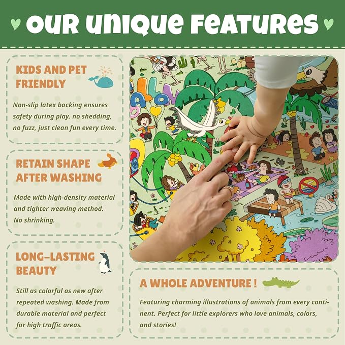 Hazo Haus Extra Large Jungle Explorer Rug 8x10 – Vibrant Cartoon Safari - Image 7