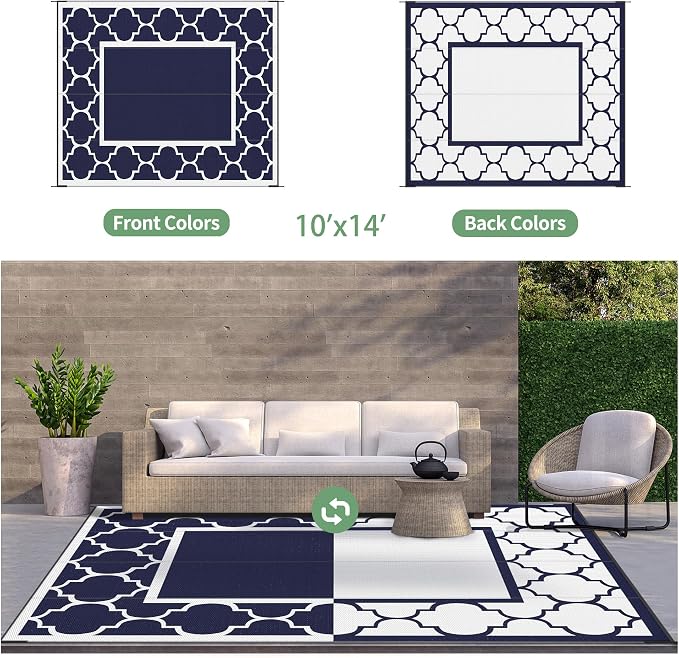GENIMO 10' x 14' Outdoor Rug Waterproof - Image 4