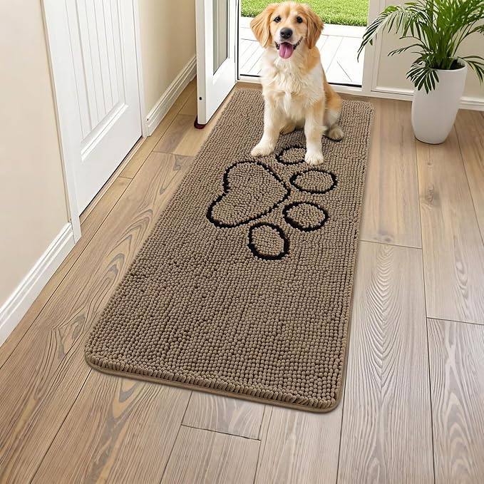 Smiry Dog Door Mat for Muddy Paws, Absorbent Dirt Trapper Non Slip Quick Dry by Smiry