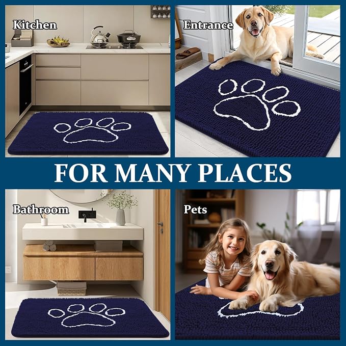 OLANLY Dog Door Mat for Muddy Paws 70x46, Paw Print Design, Absorbs Moisture - Image 8