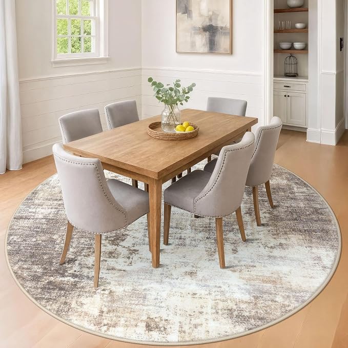 IOHOUZE Abstract Round Area Rug 8 Ft Washable Circle Rugs Large Round Rug Non - Image 2