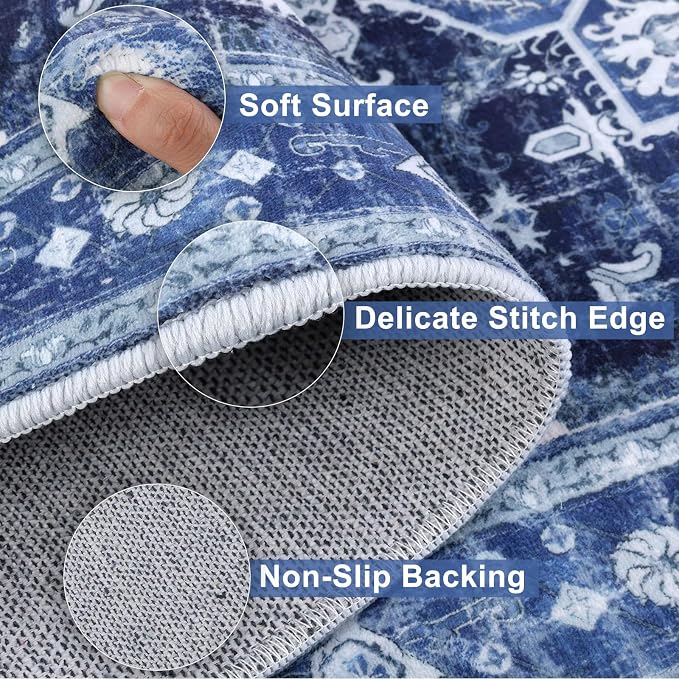 Yamaziot Washable Runner Rug, 2x10 Non-Slip Boho Vintage Hallway Rug Runner - Image 4