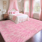 8x10 Pink Area Rugs for Bedroom Girls Room, Tie-Dyed Fluffy Pink Rug for - Image 4