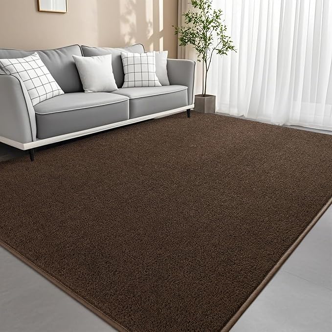 6x9 Feet Brown Area Rugs for Bedroom, Indoor Washable Memory Foam Rug for by Woottpe