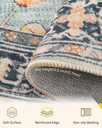 RELEANY Area Rugs Round 5ft Washable Non-Slip, Floral Vintage Distress - Image 3