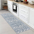 KUTA Moroccan Washable Runner Rug, 2x6 Non-Slip Vintage Blue White Boho Hallway - Image 3
