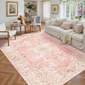 Latte&Fog Large Area Rugs 6x9, Vintage Washable Pink Rugs by LatteFog