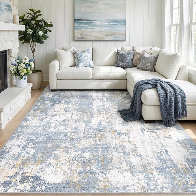 RELEANY Washable Area Rugs 9'x12' Non-Slip Modern Abstract Soft by RELEANY