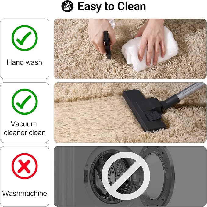 qulint 8x10 Area Rug for Living Room, Fluffy Shag Tan Rug for Bedroom Soft - Image 4