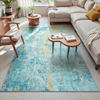 Ompaa Living Room Rug 5x7 Teal Blue Area Rug Machine Washable Boho Rug Non Slip by OmpaaHomeDecor