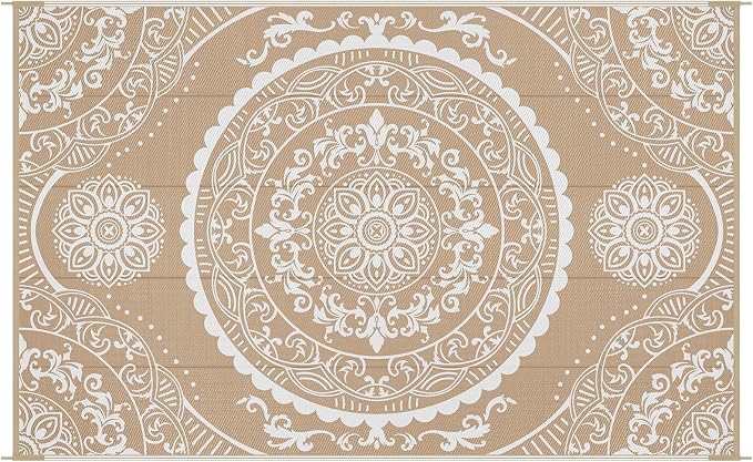 Pauwer Waterproof Outdoor Rug 5x8, Reversible Plastic Straw Patio Camping Rug - Image 9