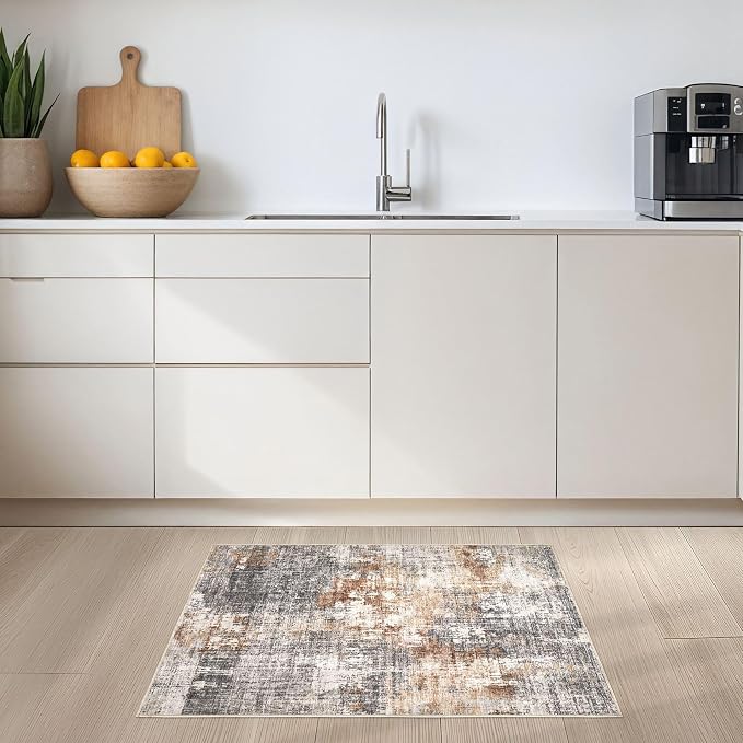 DMOYEST 2x3 Entryway Area Rug: Washable Neutral Modern Abstract Small Rug - Image 4
