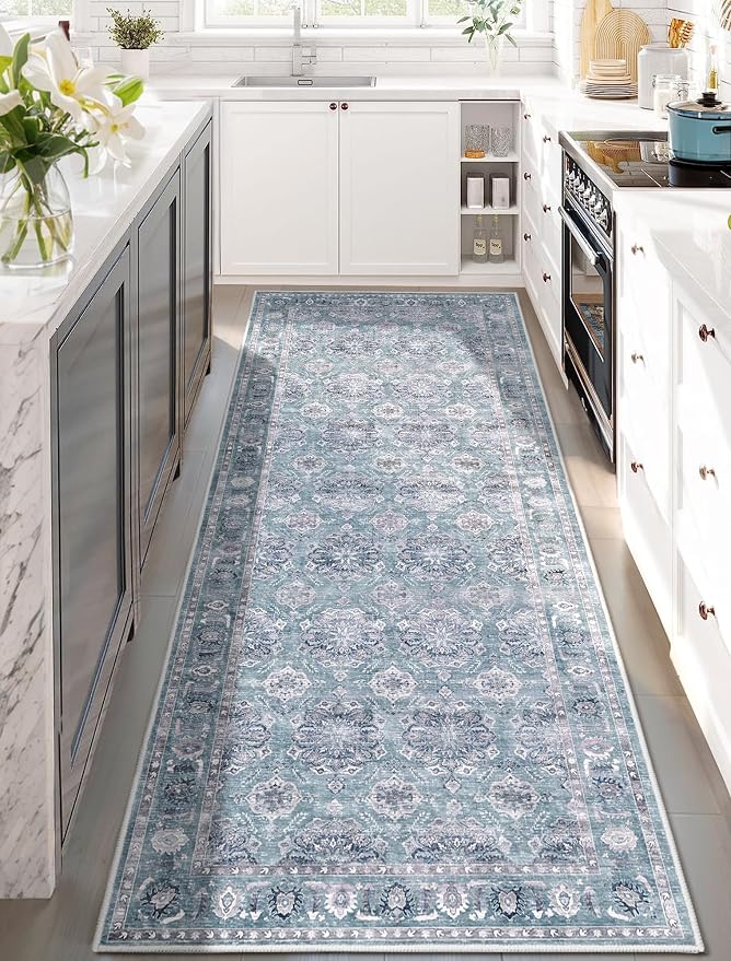 SERISSA Boho Washable Runner Rug, 2x6 Rug Non-Slip Vintage Floral Hallway by SERISSAHomeDecorCollection