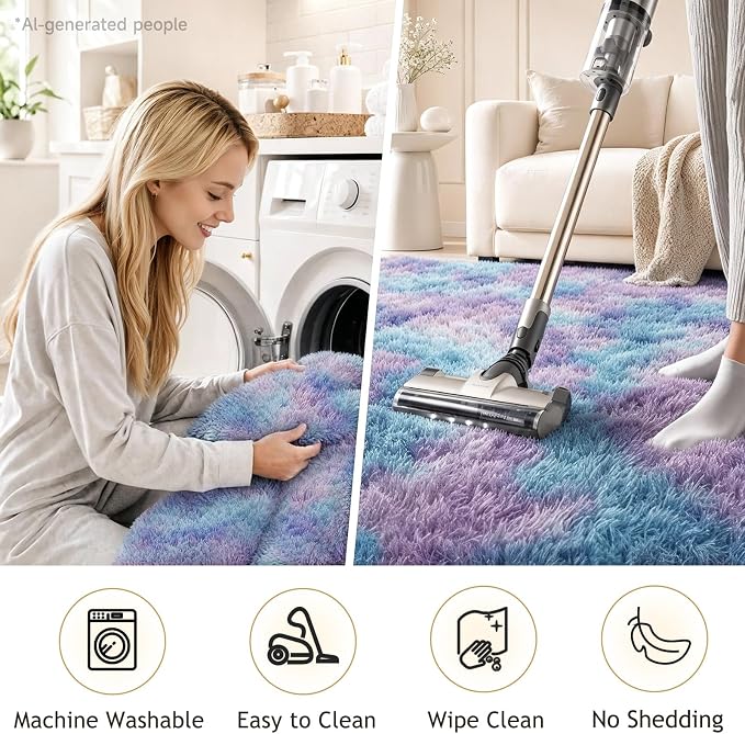 Ophanie Rainbow Purple Mermaid Rugs - Image 6