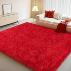 Soft Red Rugs for Bedroom, 4x6 Fluffy Fuzzy Shaggy Rugs for Living Room by WISHTREE