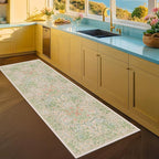 Hazo Haus Non Slip Beige Green Bathroom Runner Rug - Image 5