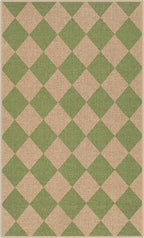 Lahome Colette Green Checkered Easy Jute Rug, 3x5 Washable Outdoor Rug Neutral - Image 8