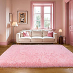 KICHOWUA Thick Area Rug Pink Fluffy Shag 3x5 - Image 7
