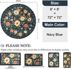 DUKINO Floral Round Rug, 6ft Washable Circle Rug, Non Slip Indoor Low Pile - Image 2