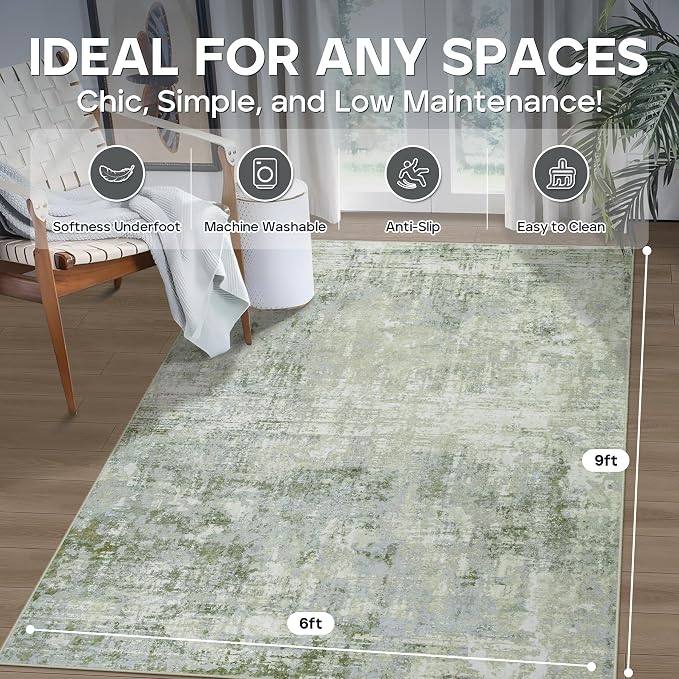 6x9 Area Rugs for Living Room Rug Washable: Modern Rug for Dining Room Bedroom - Image 2