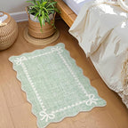 GarveeHome Scalloped Bow Rug for Kitchen Floor, Sage Green Rug for Dorm - Image 2