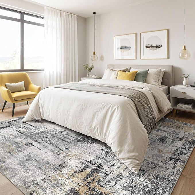 10x12 Area Rug Living Room: Washable Large Abstract Soft Stain Resistant Indoor - Image 4