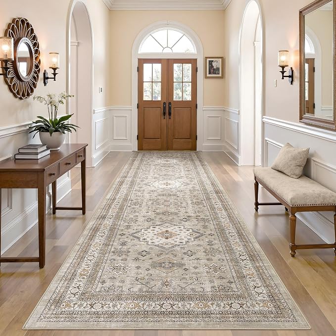 Vintage Hallway Runner Rug 3x10: Large Soft Washable Entryway by COTILED