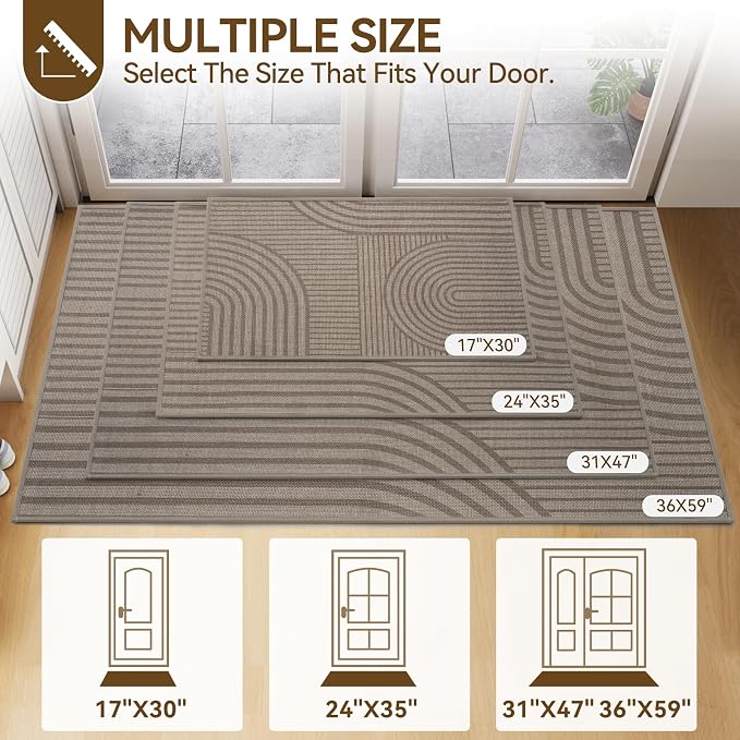 Front Door Mat 24''x35'', Absorbent Dirt Resist Washable Non Slip Low-Profile - Image 2