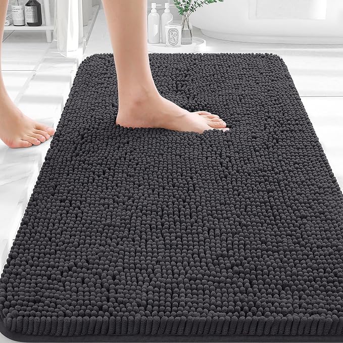 OLANLY Bathroom Rugs 30x18, Extra Soft Absorbent Chenille Bath Rugs, Rubber by OLANLY