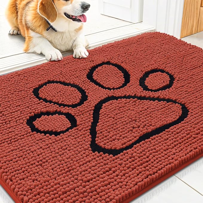 Smiry Dog Door Mat for Muddy Paws, Absorbent Dirt Trapper Non Slip Quick Dry by Smiry