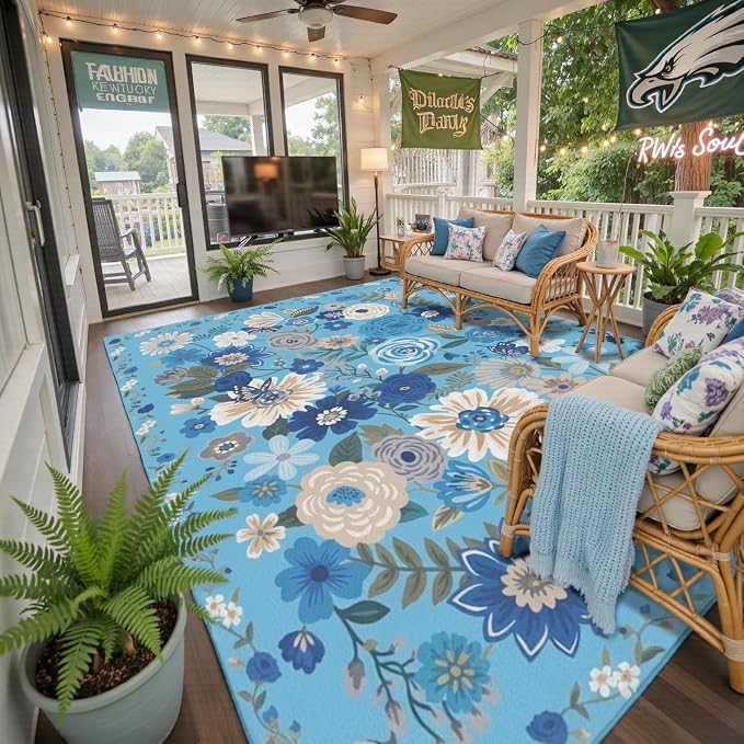 Area Rugs 10x14 for Living Room, Non Slip Machine Washable Floral Rugs - Image 2