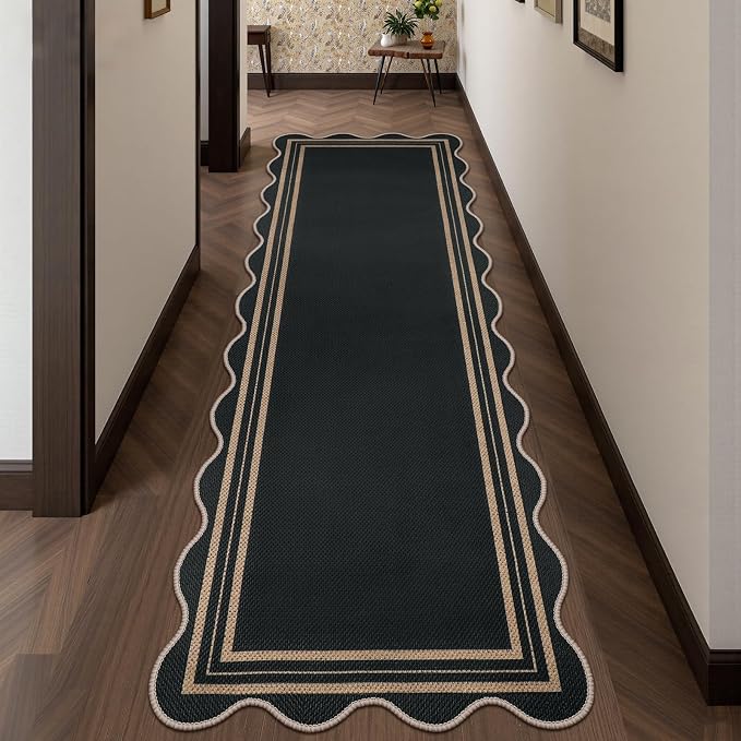 Scalloped 2.6x8 Kitchen Runner Rug, Washable Rugs - Image 8