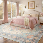 RELEANY Area Rugs 7'x10' Washable Non-Slip, Floral Vintage Distress Medallion - Image 2